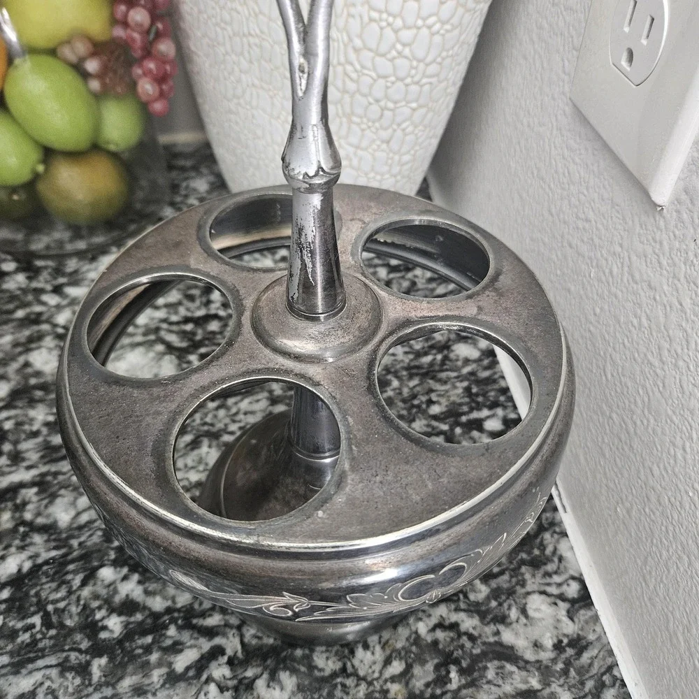 Antique‎ Triple Silver Plated co. 5 Piece Cruet Set
